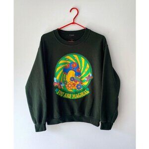 vintage green rainbow You Are Magical graphic cozy hippy pullover sweatshirt